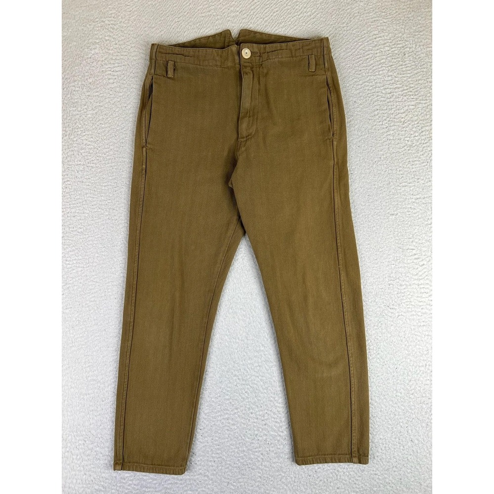 Prospective Flow Mens 28x26 Brown Herringbone Canvas Chino Tapered Pants USA